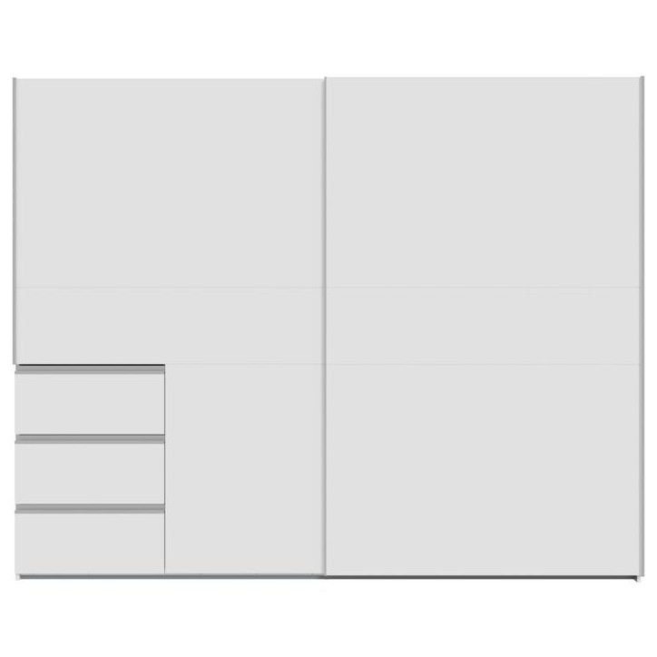 Armoire 2 portes coulissantes 3 tiroirs - Décor blanc mat - L 249 x P 61 x H 200 cm - WINN2
