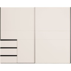 Armoire 2 portes coulissantes 3 tiroirs - Décor sable - L 249 x P 61