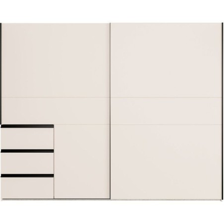 Armoire 2 portes coulissantes 3 tiroirs - Décor sable - L 249 x P 61