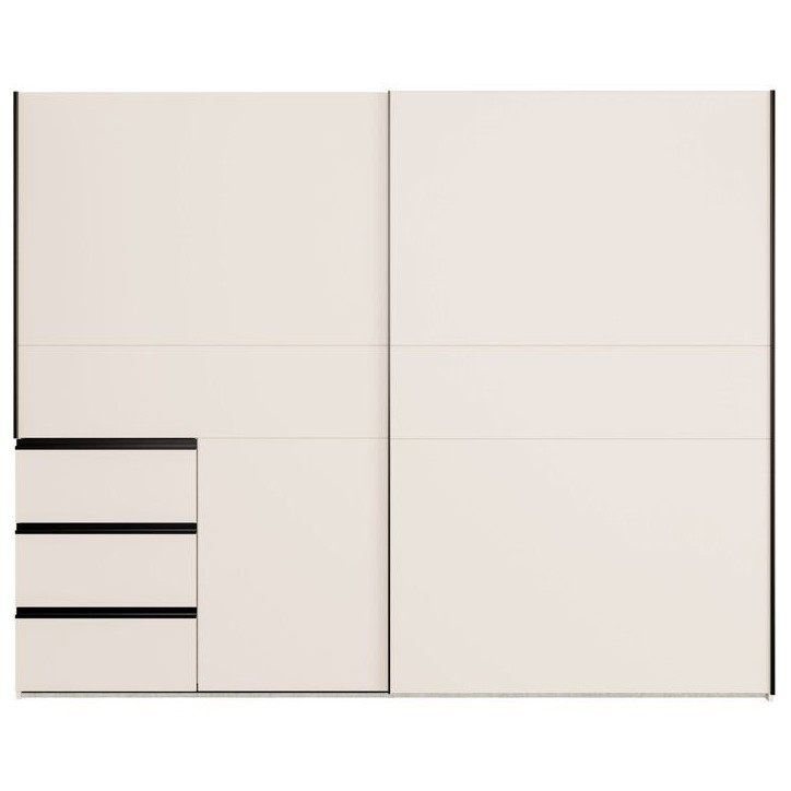 Armoire 2 portes coulissantes 3 tiroirs - Décor sable - L 249 x P 61 x H 200 cm - WINN2
