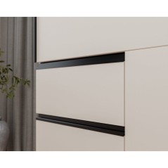 Armoire 2 portes coulissantes 3 tiroirs - Décor sable - L 249 x P 61