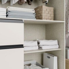 Armoire 2 portes coulissantes 3 tiroirs - Décor sable - L 249 x P 61