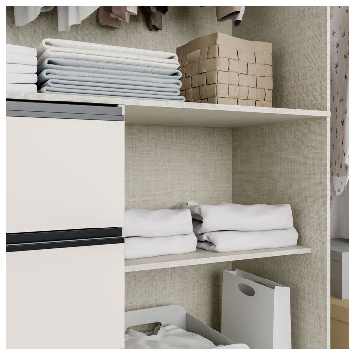 Armoire 2 portes coulissantes 3 tiroirs - Décor sable - L 249 x P 61 x H 200 cm - WINN2