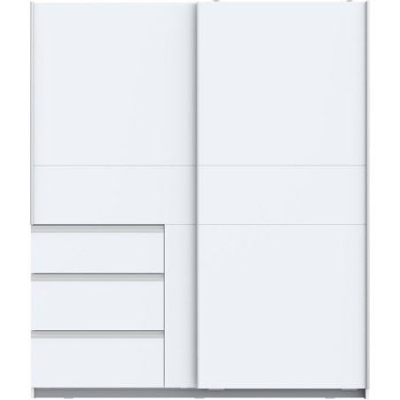 Armoire - 2 portes coulissantes 3 tiroirs - Décor Blanc - L170 x P61