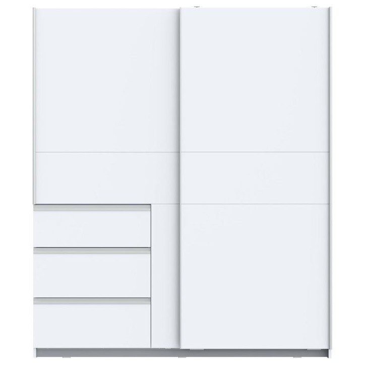 Armoire - 2 portes coulissantes 3 tiroirs - Décor Blanc - L170 x P61 x H200 cm - WINN 2