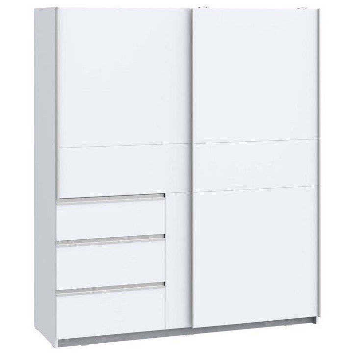 Armoire - 2 portes coulissantes 3 tiroirs - Décor Blanc - L170 x P61 x H200 cm - WINN 2