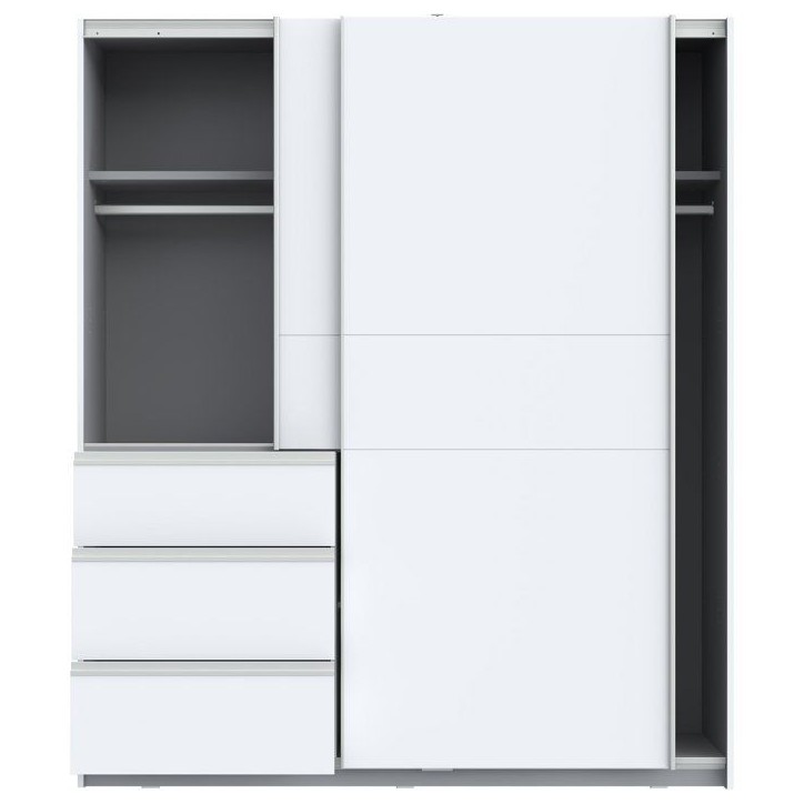 Armoire - 2 portes coulissantes 3 tiroirs - Décor Blanc - L170 x P61 x H200 cm - WINN 2