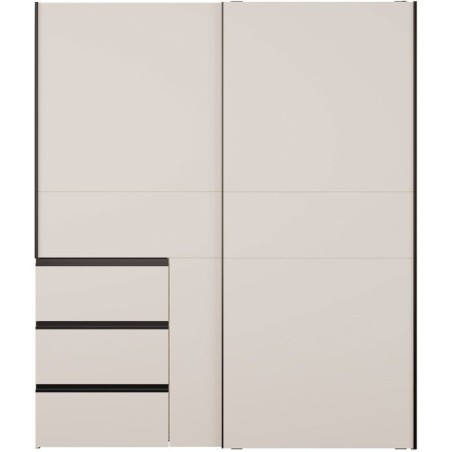 Armoire - 2 portes coulissantes 3 tiroirs - Décor Sable - L170 x P61