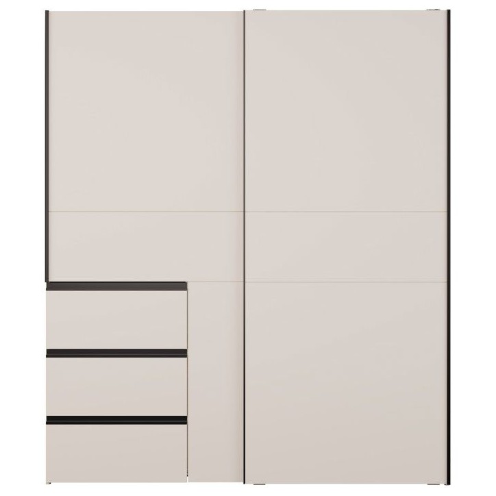 Armoire - 2 portes coulissantes 3 tiroirs - Décor Sable - L170 x P61 x H200 cm - WINN 2