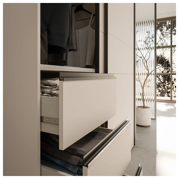 Armoire - 2 portes coulissantes 3 tiroirs - Décor Sable - L170 x P61 x H200 cm - WINN 2