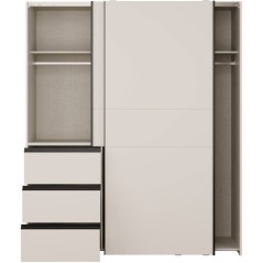 Armoire - 2 portes coulissantes 3 tiroirs - Décor Sable - L170 x P61