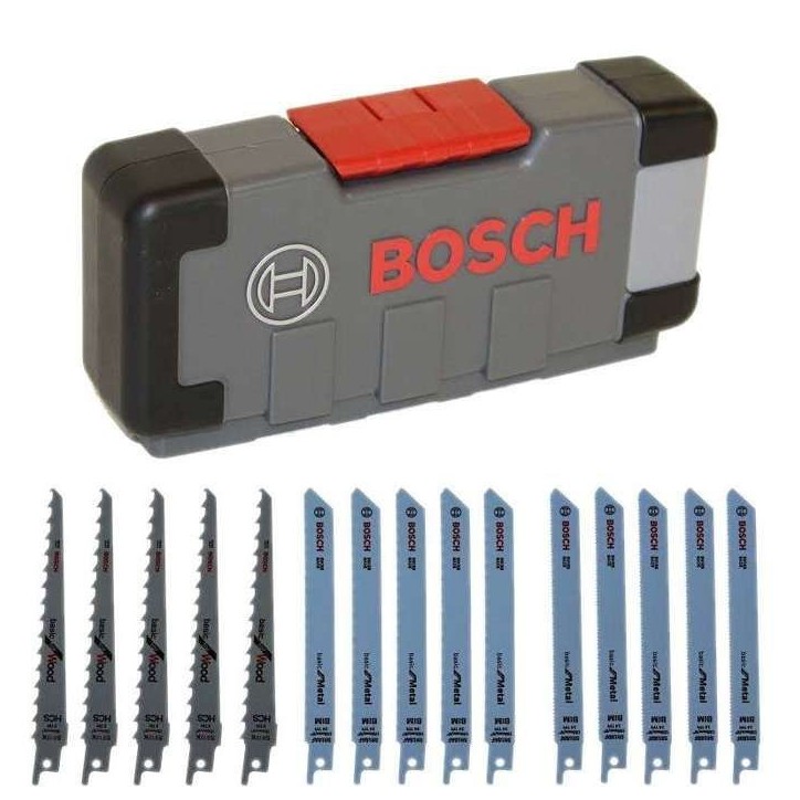 Lames de scie sauteuse - BOSCH - Wood and Metal Basic - Set de 15 pieces - Modeles S 918 AF, S 918 BF, S 617 K Lames de scie sauteuse - BOSCH - Wood and Metal Basic - Set de 15 pieces - Modeles S 918 AF, S 918 BF, S 617 K