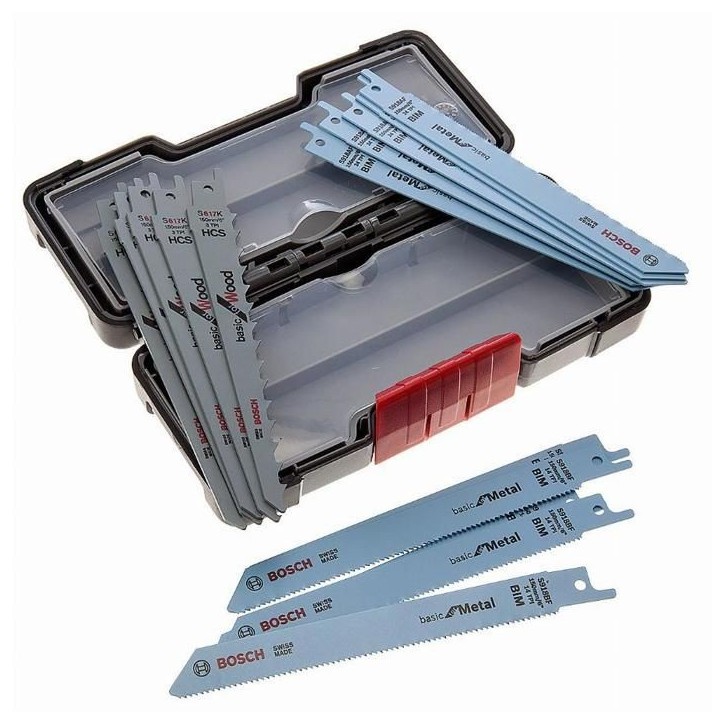 Lames de scie sauteuse - BOSCH - Wood and Metal Basic - Set de 15 pieces - Modeles S 918 AF, S 918 BF, S 617 K Lames de scie sauteuse - BOSCH - Wood and Metal Basic - Set de 15 pieces - Modeles S 918 AF, S 918 BF, S 617 K