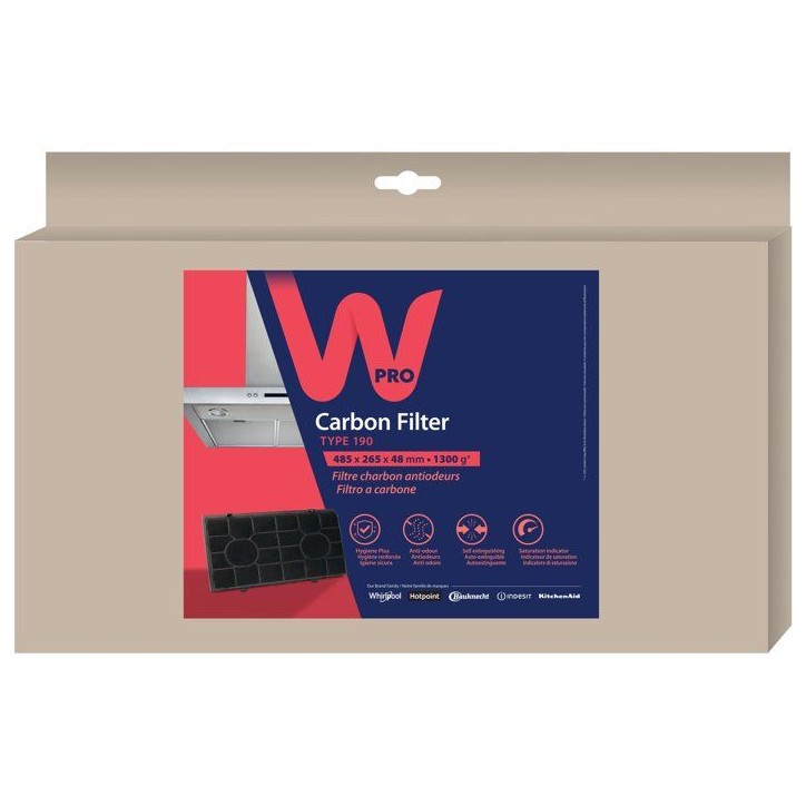 Filtre charbon hotte - WPRO - CHF190/1 - Anti-odeurs - Haute performance - Type 190 Filtre charbon hotte - WPRO - CHF190/1 - Anti-odeurs - Haute performance - Type 190