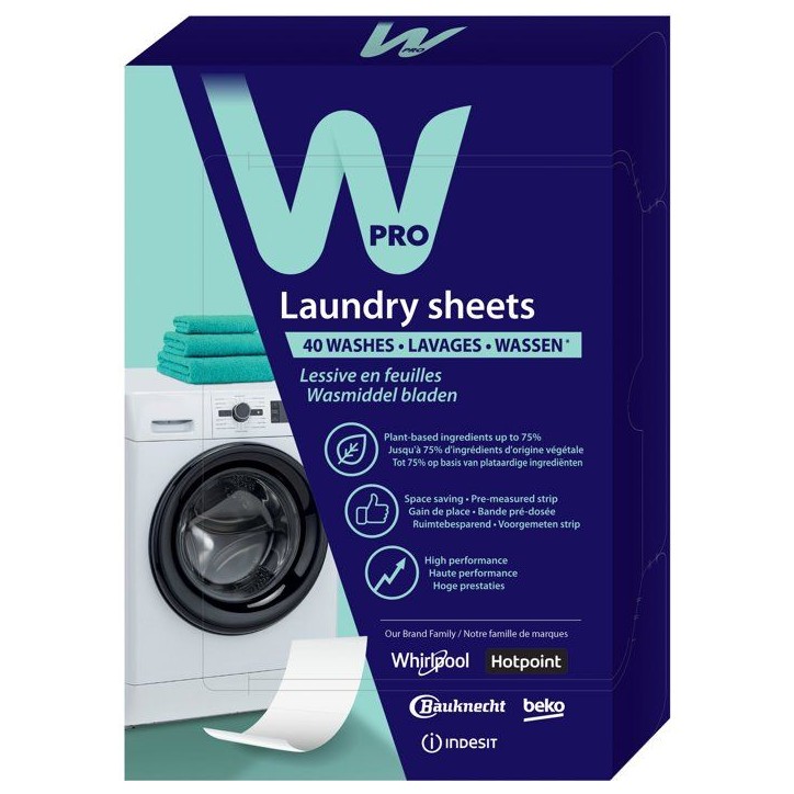 Lessive feuilles - WPRO - LDS025 - Éco-responsable - Compact - Lavage a froid