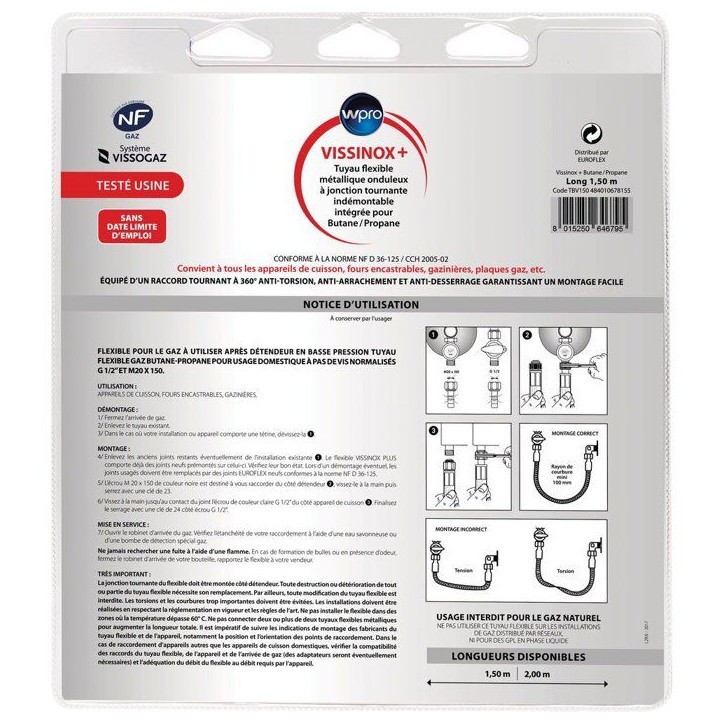 VISSINOX TBV150+ Gaz Butane propane - Illimité VISSINOX TBV150+ Gaz Butane propane - Illimité