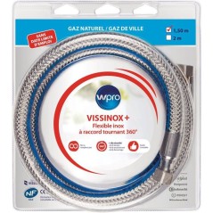Tuyau gaz inox - WPRO - TNV150 - Gaz naturel - Anti-torsion - 1,5 m