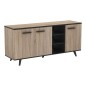Buffet bas - Décor chene brossé et noir mat - Contemporain - WAYNE - L 160,7 cm Buffet bas - Décor chene brossé et noir mat - Contemporain - WAYNE - L 160,7 cm