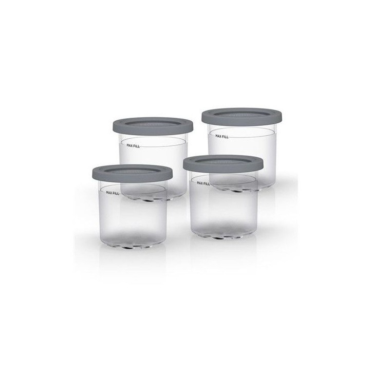 Lot de 4 Pots avec Couvercle pour machine a glaces NINJA – Compatible CREAMi NC302EU/NC300EU - Sans BPA - Lavable lave-vaissel