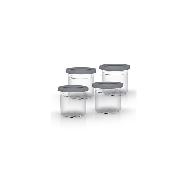 Lot de 4 Pots avec Couvercle pour machine a glaces NINJA – Compatible CREAMi NC302EU/NC300EU - Sans BPA - Lavable lave-vaissel