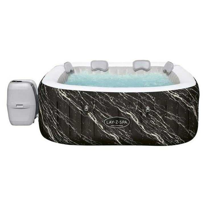 Spa gonflable BESTWAY - Lay-Z-Spa Hollywood - 140 airjets - 180 x 180 x 66 cm - 4 a 6 places - Carré (couverture, cartouche)