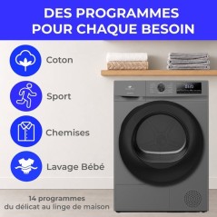 Seche-linge pompe a chaleur CONTINENTAL EDISON CESL9PCSD - 9 kg - L60c