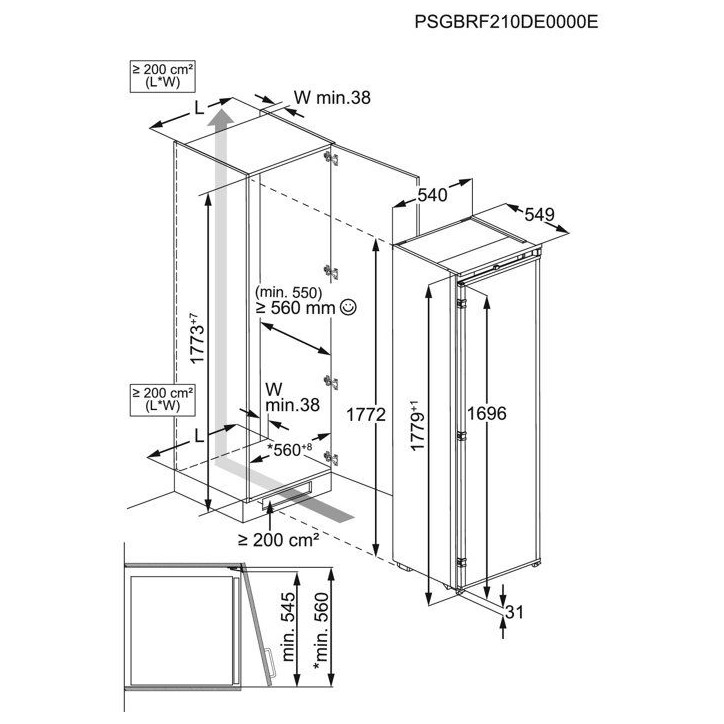 Réfrigérateur 1 porte tout utile - ELECTROLUX - ERA7DE18S3 - Encastrable - 310L - 177,2 x 54,6 x 54,9 cm - Blanc Réfrigérateur 1 porte tout utile - ELECTROLUX - ERA7DE18S3 - Encastrable - 310L - 177,2 x 54,6 x 54,9 cm - Blanc