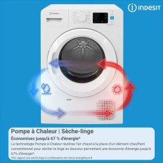 Seche-linge pompe a chaleur INDESIT CYSD83DWWFRX - 8 kg - Induction -