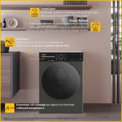 Lave-linge hublot pose libre WHIRLPOOL WPM97GADSFR - 10 kg - Induction - L60cm - 1400 trs/min - Autodose - Classe A-10% - Blanc