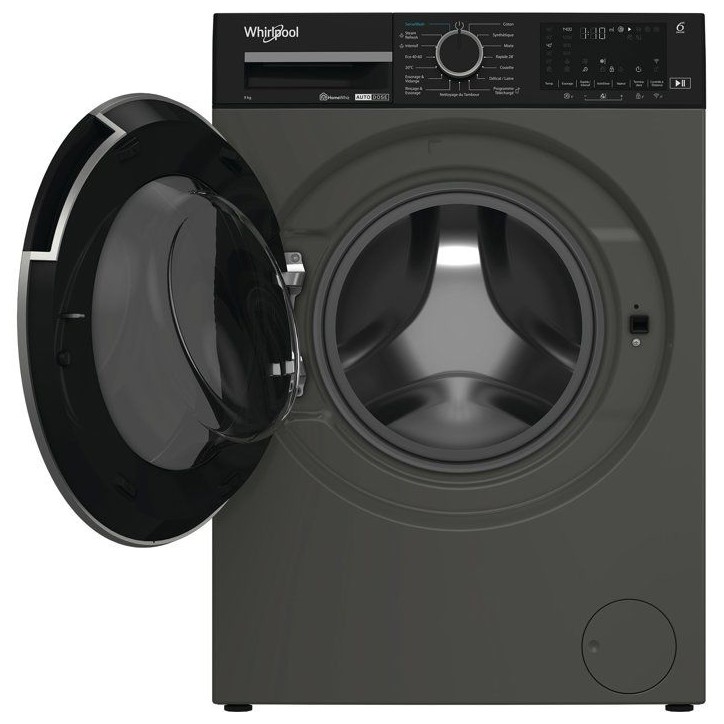 Lave-linge hublot pose libre WHIRLPOOL WPM97GADSFR - 10 kg - Induction - L60cm - 1400 trs/min - Autodose - Classe A-10% - Blanc Lave-linge hublot pose libre WHIRLPOOL WPM97GADSFR - 10 kg - Induction - L60cm - 1400 trs/min - Autodose - Classe A-10% - Blanc