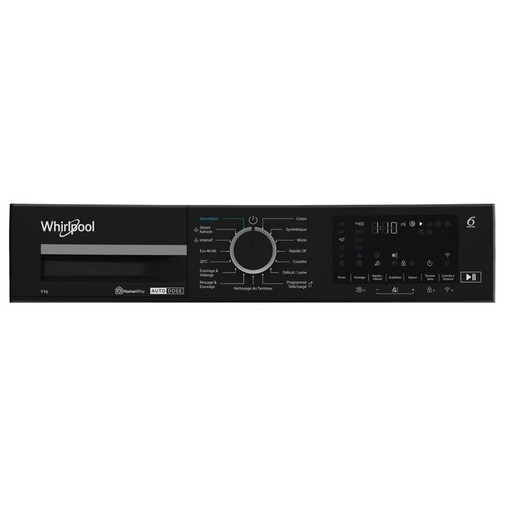 Lave-linge hublot pose libre WHIRLPOOL WPM97GADSFR - 10 kg - Induction - L60cm - 1400 trs/min - Autodose - Classe A-10% - Blanc Lave-linge hublot pose libre WHIRLPOOL WPM97GADSFR - 10 kg - Induction - L60cm - 1400 trs/min - Autodose - Classe A-10% - Blanc