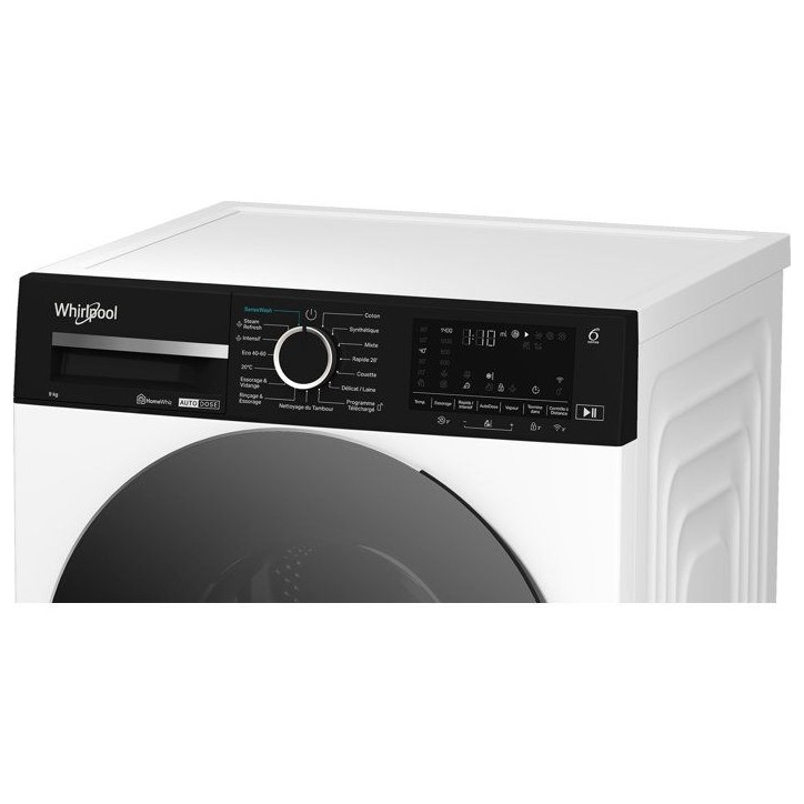 Lave-linge hublot pose libre WHIRLPOOL W0M99WADSFR - 9 kg - Induction - L60cm - 1400 trs/min - Autodose - Classe A-30% - Blanc Lave-linge hublot pose libre WHIRLPOOL W0M99WADSFR - 9 kg - Induction - L60cm - 1400 trs/min - Autodose - Classe A-30% - Blanc