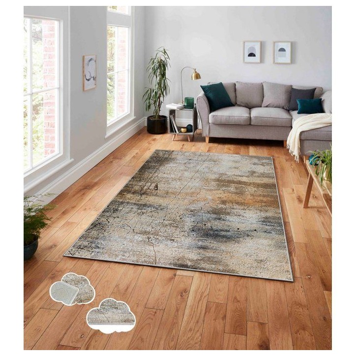 Tapis 120 x 180 cm - polyester - Hauteur de poil : 2 mm - Poids : 740 gr/m² - Revers anti-dérapant - Mousse laminée