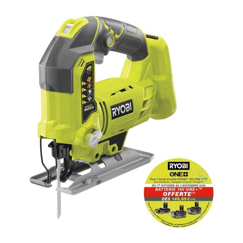 RYOBI Scie sauteuse 18V ONE+ bois métal PVC - sans batterie ni charge