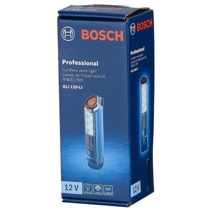 Lampe Bosch Professional GLI 12V-300 sans batterie 6 LEDS - 300 lumens - jusqu'a 9h d'éclairage - 06014A1000