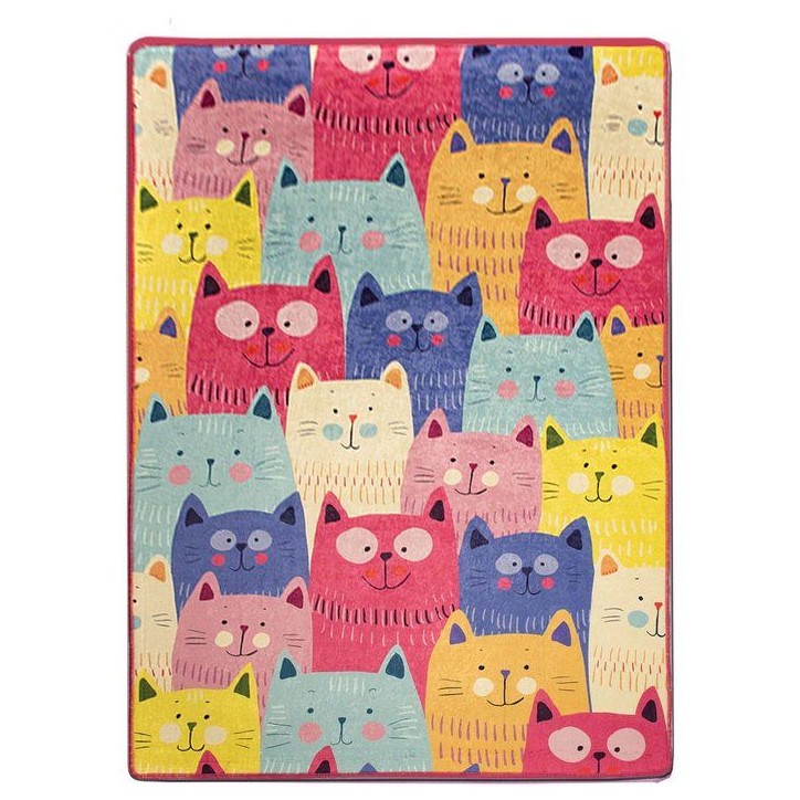 Tapis enfant 120 x 180 cm - Polyester - Hauteur poil : 8 mm - 700 gr/m² - Antibactérien - Revers antidérapant - Lavable en ma