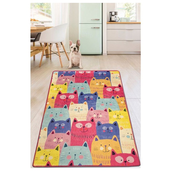 Tapis enfant 120 x 180 cm - Polyester - Hauteur poil : 8 mm - 700 gr/m² - Antibactérien - Revers antidérapant - Lavable en ma