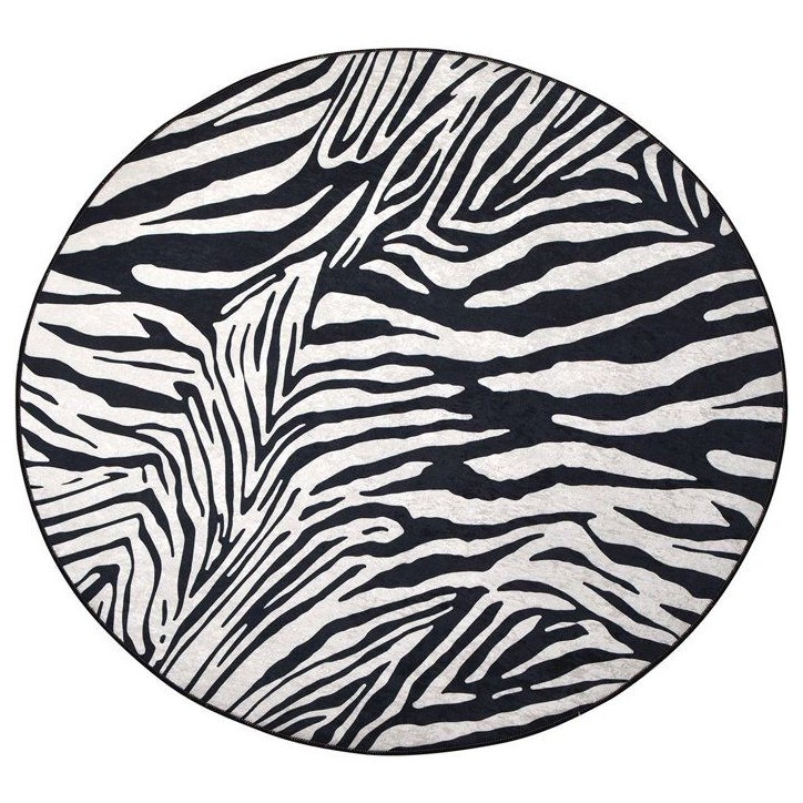 Tapis rond Ø 100 cm - polyester - Hauteur de poil : 4 mm - Poids : 700 gr/m² - Revers anti-dérapant - Lavable en machine