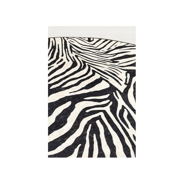 Tapis rond Ø 100 cm - polyester - Hauteur de poil : 4 mm - Poids : 700 gr/m² - Revers anti-dérapant - Lavable en machine