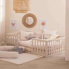 Lit Montessori au sol 70 x 140 cm - ROBA - Bodenbett - Stone Washed / Écru