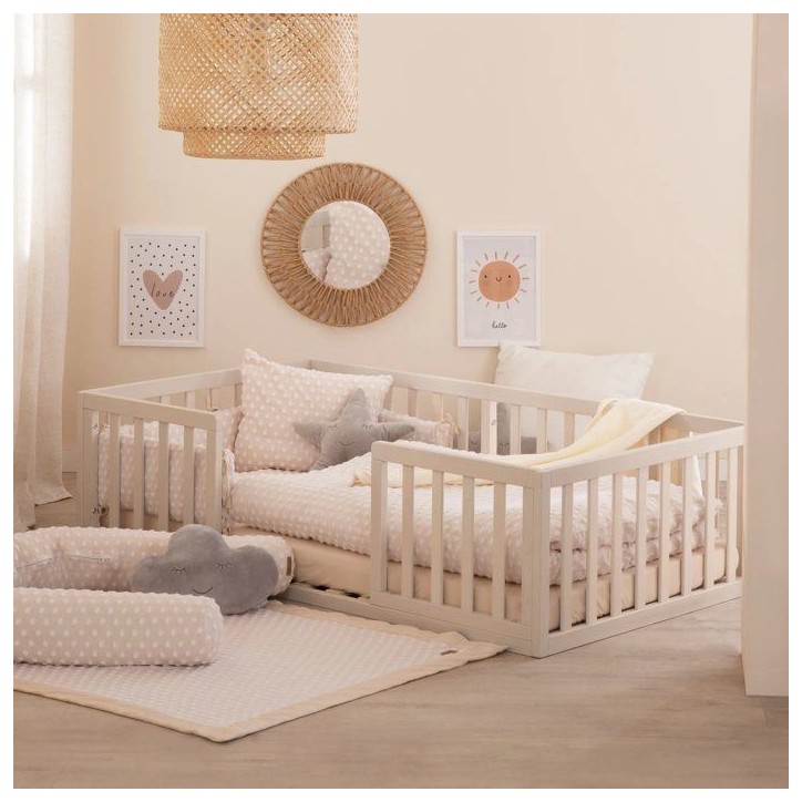 Lit Montessori au sol 70 x 140 cm - ROBA - Bodenbett - Stone Washed / Écru Lit Montessori au sol 70 x 140 cm - ROBA - Bodenbett - Stone Washed / Écru