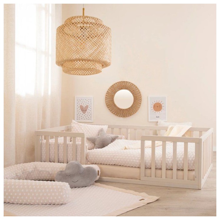 Lit Montessori au sol 70 x 140 cm - ROBA - Bodenbett - Stone Washed / Écru Lit Montessori au sol 70 x 140 cm - ROBA - Bodenbett - Stone Washed / Écru