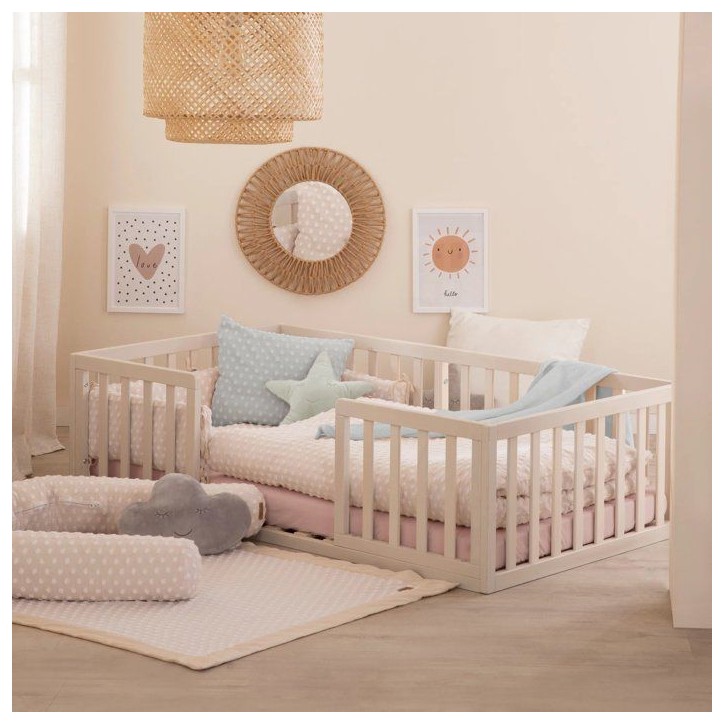 Lit Montessori au sol 70 x 140 cm - ROBA - Bodenbett - Stone Washed / Écru Lit Montessori au sol 70 x 140 cm - ROBA - Bodenbett - Stone Washed / Écru