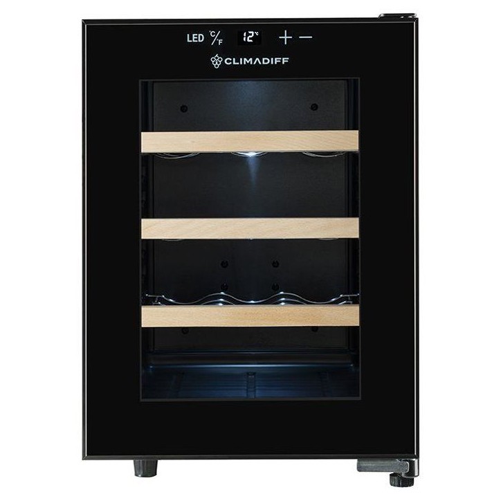 Cave à vin de service - CLIMADIFF - CUVEE12 - 12 bouteilles - Classe E - 34,5 x 46 x 48 cm - Noir