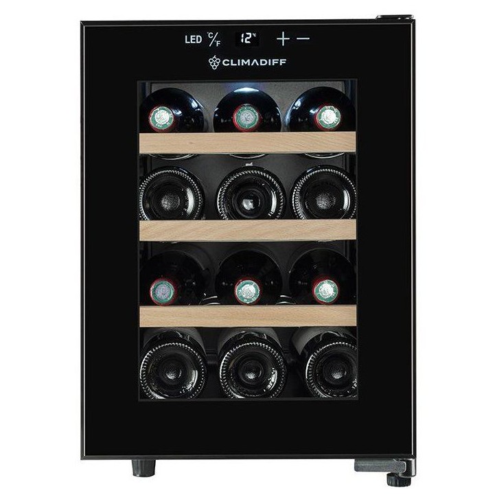 Cave à vin de service - CLIMADIFF - CUVEE12 - 12 bouteilles - Classe E - 34,5 x 46 x 48 cm - Noir