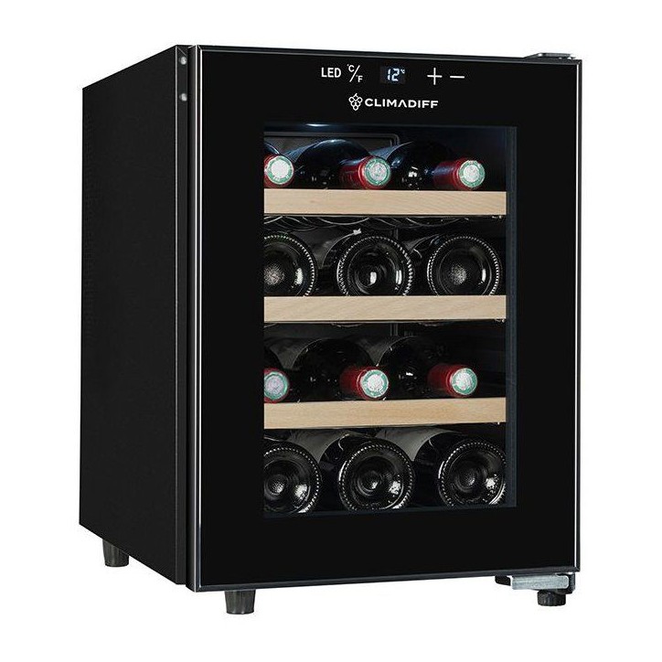 Cave à vin de service - CLIMADIFF - CUVEE12 - 12 bouteilles - Classe E - 34,5 x 46 x 48 cm - Noir
