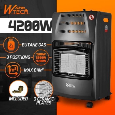 Chauffage au gaz - WARMTECH - WTCC4200-25 - 4200 W - Avec roues