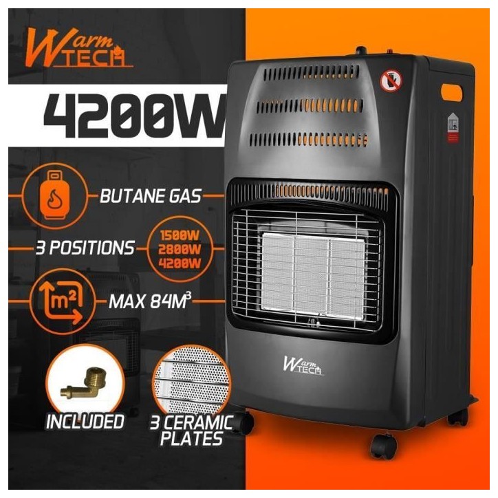 Chauffage au gaz - WARMTECH - WTCC4200-25 - 4200 W - Avec roues