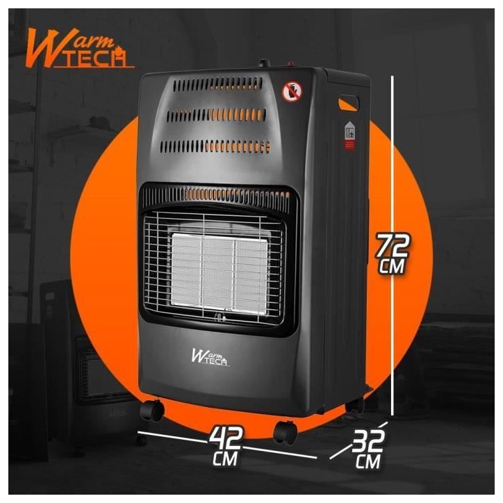 Chauffage au gaz - WARMTECH - WTCC4200-25 - 4200 W - Avec roues