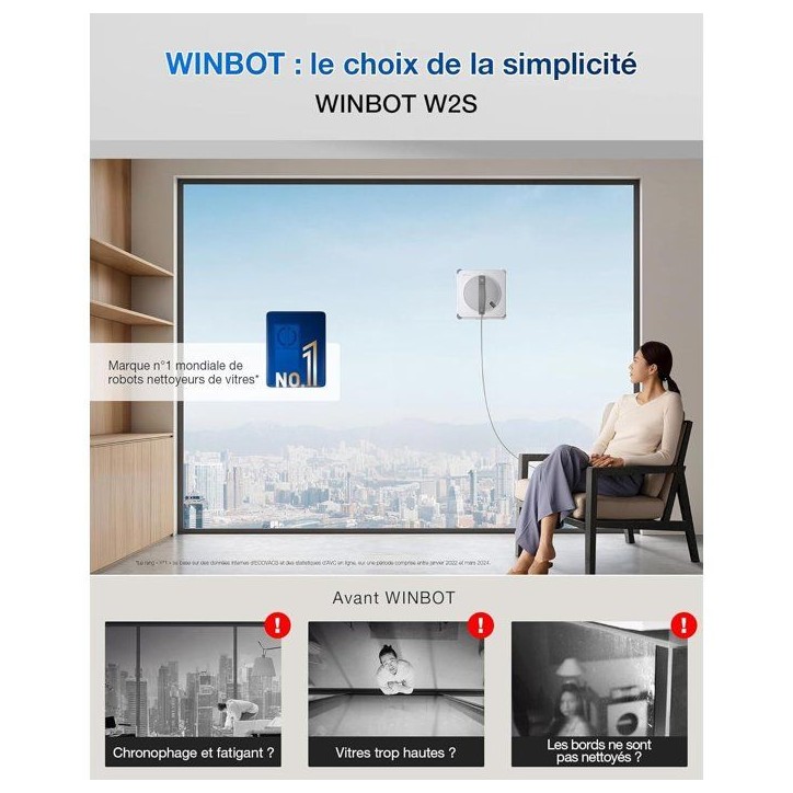 ECOVACS WINBOT W2S - Robot Nettoyage de vitres - Nettoyage Intelligent Bord à Bord avec Brosse TruEdge - Pulvérisateur d'eau 3